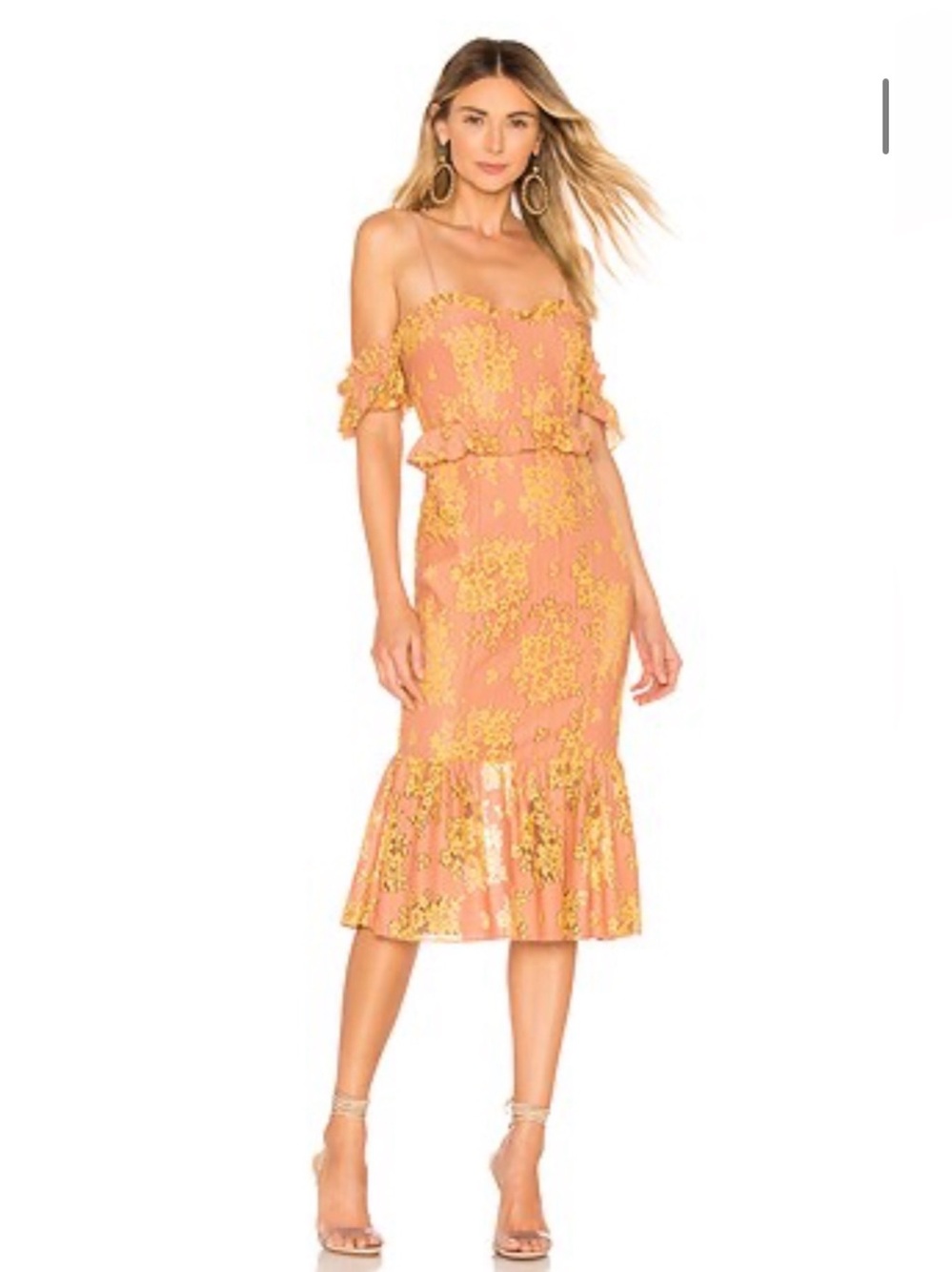 MAJORELLE Sashie Midi Dress in Golden Blush Size XS - C57-007